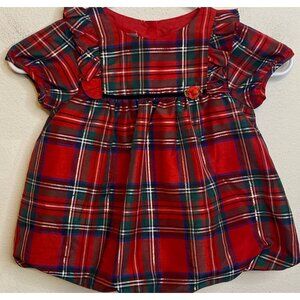Girls Pippa & Julie Red Plaid Bubble Round Hem Christmas Holiday Party Dress 4T